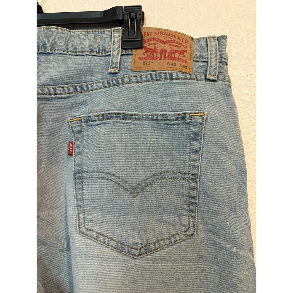 Men's Levi's 511 Slim Fit Light Blue Denim Jeans Taper Size 40 x 30
